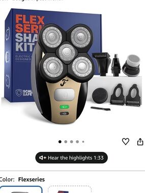 freebird Gold and Black 5-Head Electric Shaver with Grooming Attachments